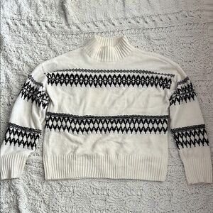 Christian Siriano White and Black Geometric Sweater